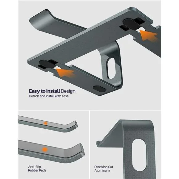 Laptop Stand, Ergonomic Aluminum Laptop Mount Computer Stand for Desk - Gray